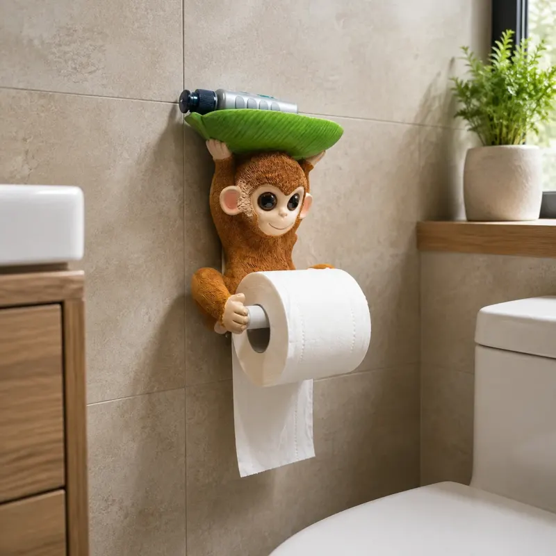 Happy Monkey Resin Toilet Paper Holder