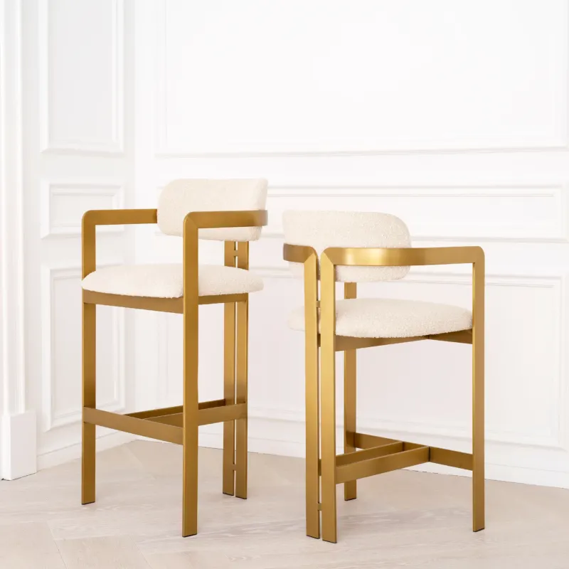 Curved Back Boucle Bar Stool Donato | Eichholtz Miami