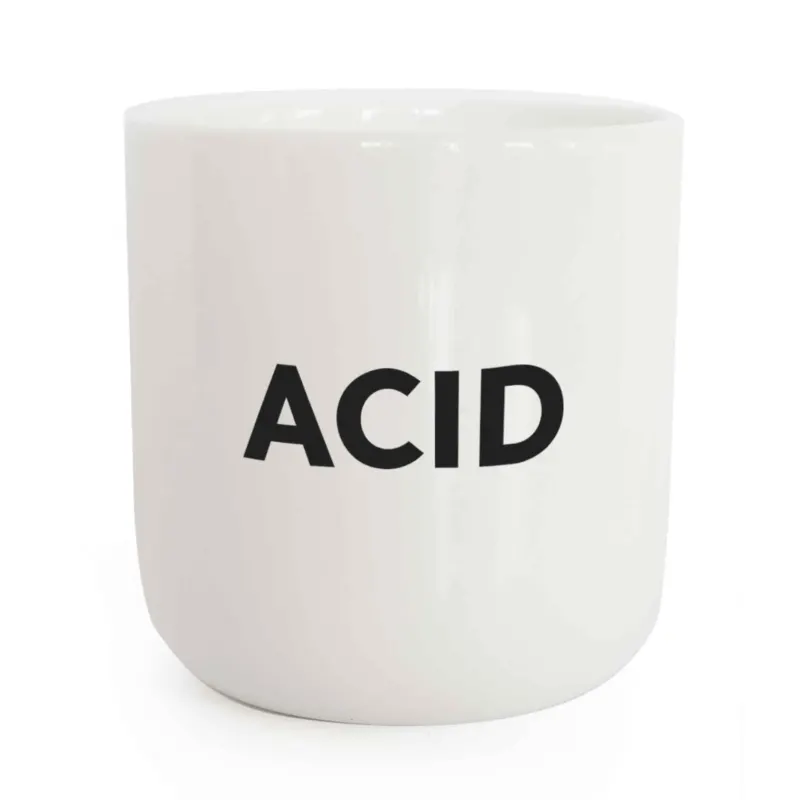 ACID | weisser Kaffee- & Tee-BECHER mit schwarzer Typo | Beat Serie | PLTY
