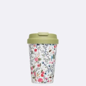 Nachhaltiger Kaffeebecher to go - bioloco plant easy cup - 350 ml - Flowers and birds - Blumenmuster - Vögel
