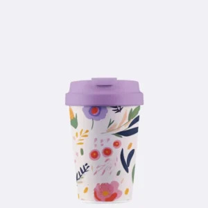 Nachhaltiger Kaffeebecher to go - bioloco plant easy cup - 350 ml - field of flowers - Blumenmuster