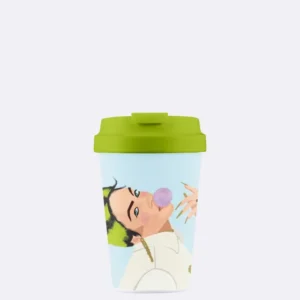 Nachhaltiger Kaffeebecher to go - bioloco plant easy cup - 350 ml - ocean eyes - billie eilish - woman Illustration