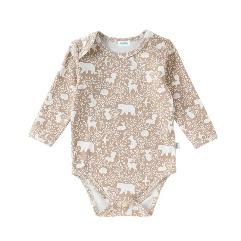 Baby Longsleeve Body 'Forest Friends' sand