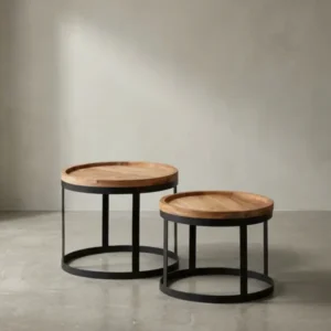 Satztische Akazie Massivholz natur 53x53x45 cm für Wohnzimmer Design Möbel modern hochwertig stilvoll robust langlebig Wohnen Einrichtung Interior Zuhause elegant Premium zeitgenössisch_#sku_BARWL1.551#