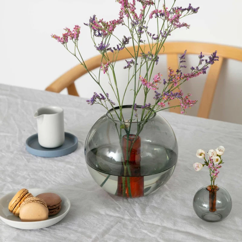BUBBLE VASE - Glas-Vase - Grau & Orange | Block Design