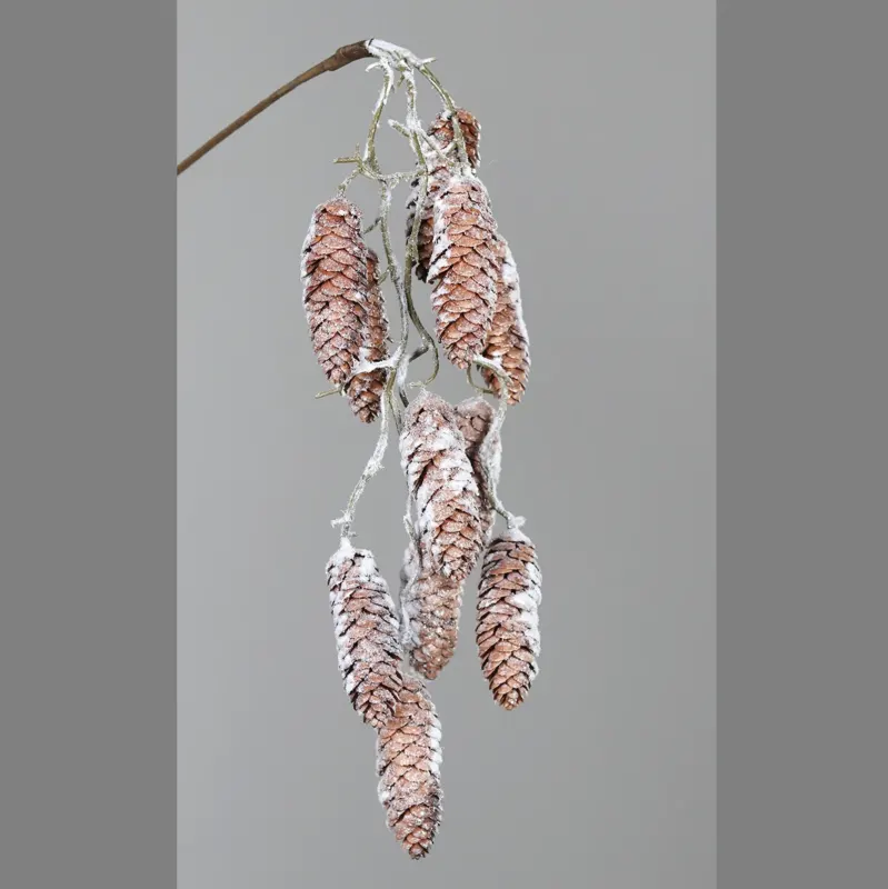 Kunstblume Zapfen Hänger mit Schnee 54 cm