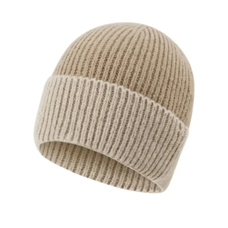 Damen Strickmütze 'Colorblock' beige