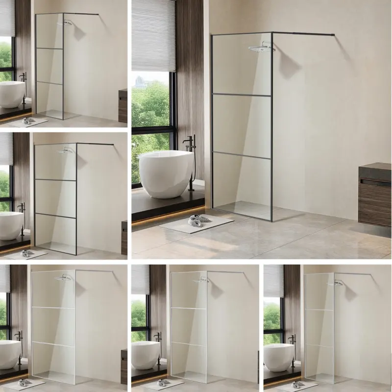 BMOT Duschwand Glas mit Rahmen für Walk-In Dusche