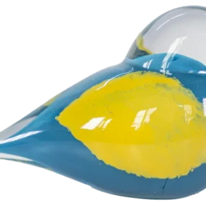 Glasfigur Vogel Hellblau/Gelb/Transparent Breite ca. 13,6cm Handarbeit