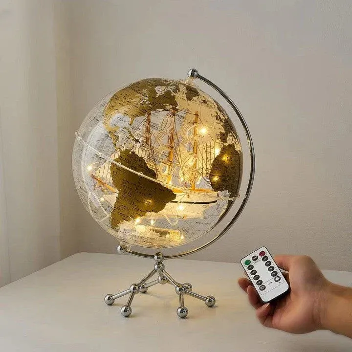 Golden Sail World Map Decor LED Light - Image 0