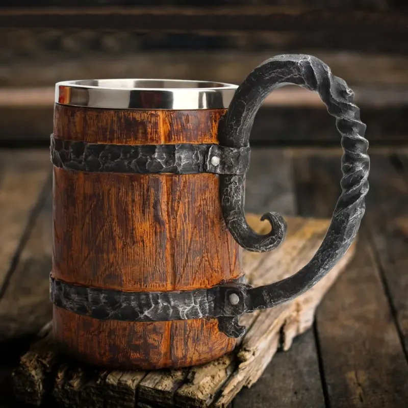 Ancient Time Stainless Steel Wooden Mug - Image 0
