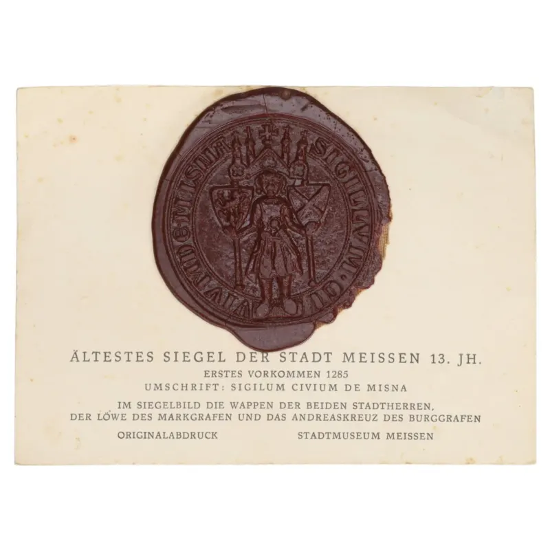 Ältestes Siegel der Stadt Meissen 13.JH Originalabdruck