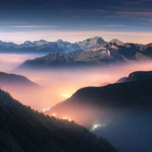 Küchenrückwand-Nebliger Blick auf Dolomiten