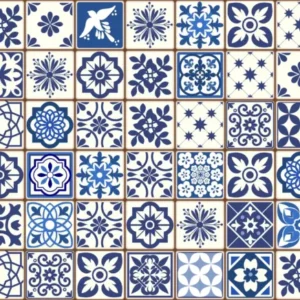 Küchenrückwand-Orientalische blaue Fliesen