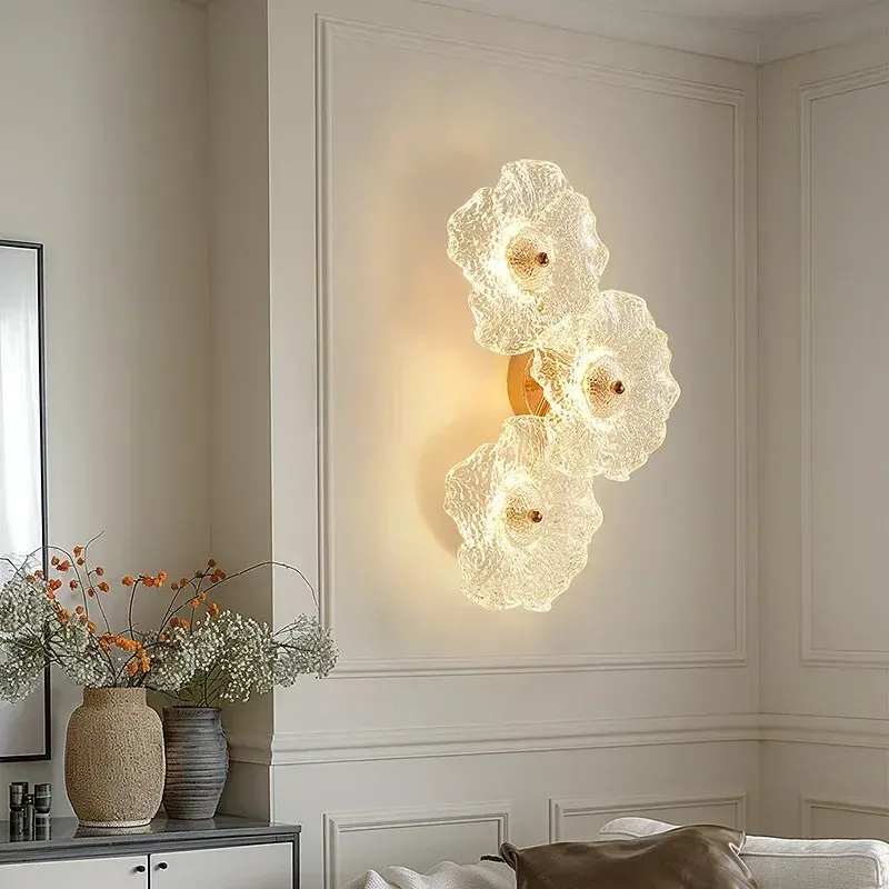 Fiorella Textured Glass Flower Wall Sconce Lamp - Image 0