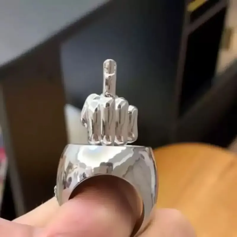 Edgy Iconic Flip Middle Finger Ring - Image 0