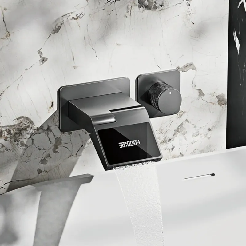 Intelligent Luxury Hidden Handle LED Digital Bathroom Faucet - Image 0