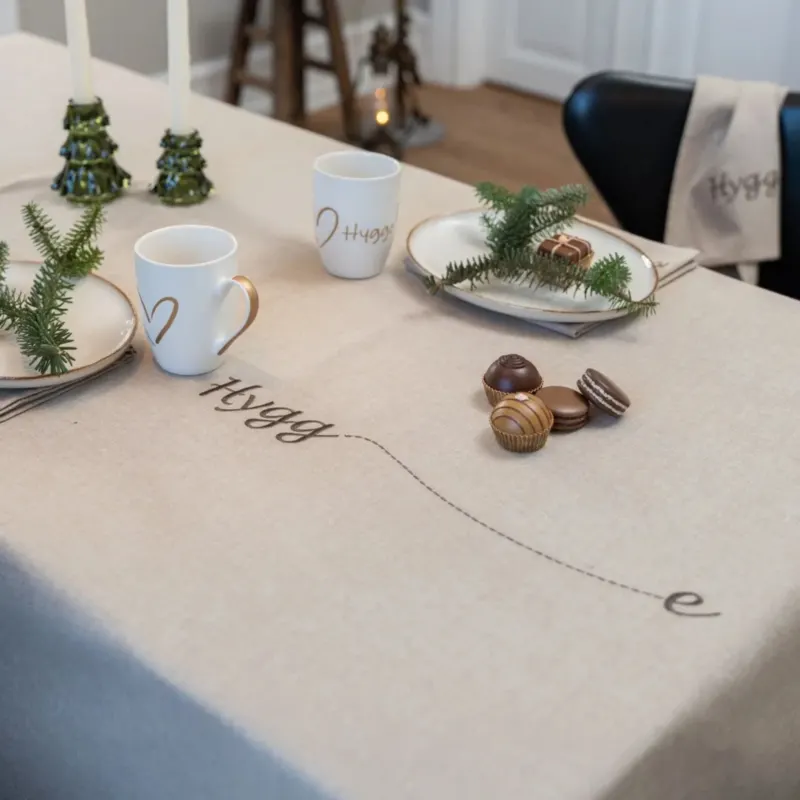 Tischdecke mit Stickerei "Hygge" 140x240 cm - Speedtsberg