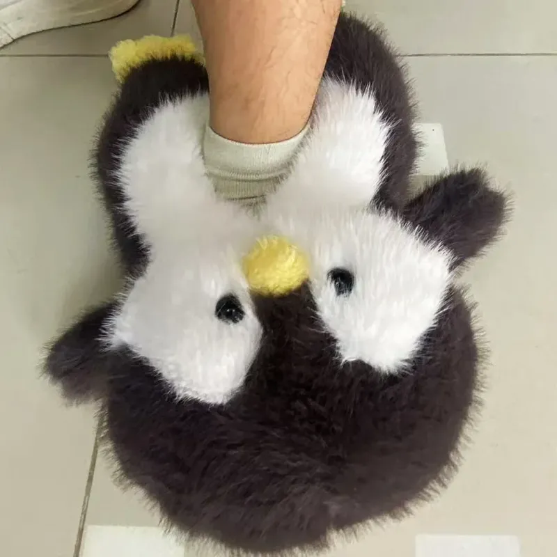 Happy Penguins Plush Comfy Cozy Slippers - Image 0