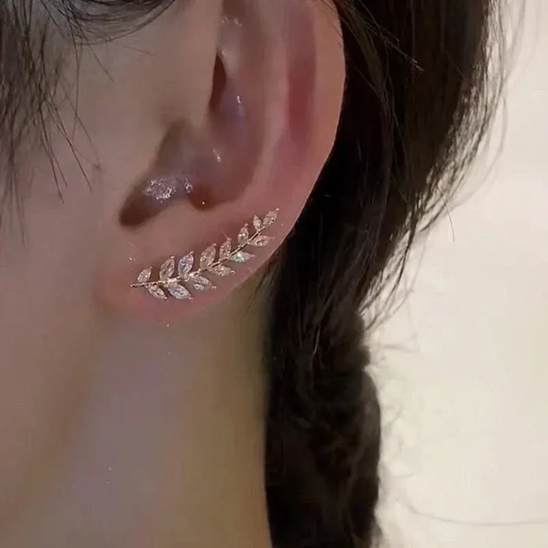 Crystal Leaf Design Cuff Earring - Image 0