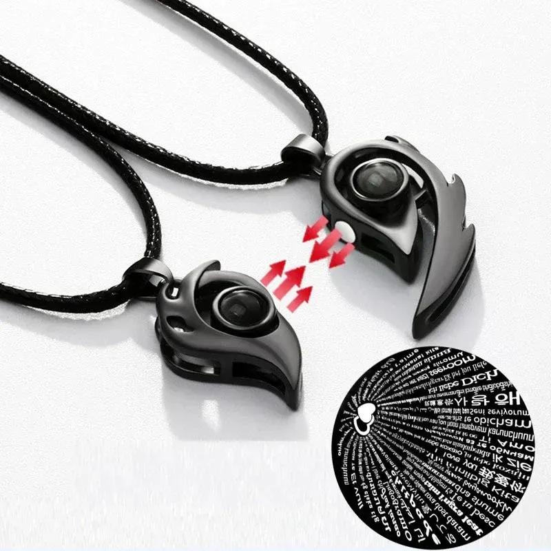 I Love You Magnetic Projection Couple Necklace Set - Image 0