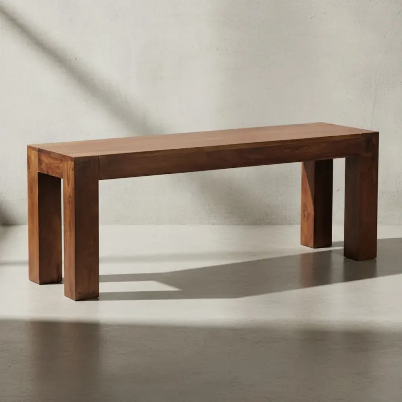 Sitzbank Landhaus-Stil_ Massivholz_ Akazie/Sheesham_ 160/180x45 cm_ 200/250 kg Belastung_ handgefertigt - KADIMA DESIGN_Farbe_ Braun_ Größe_ 120x35x45 cm_#sku_BARWL1.435#