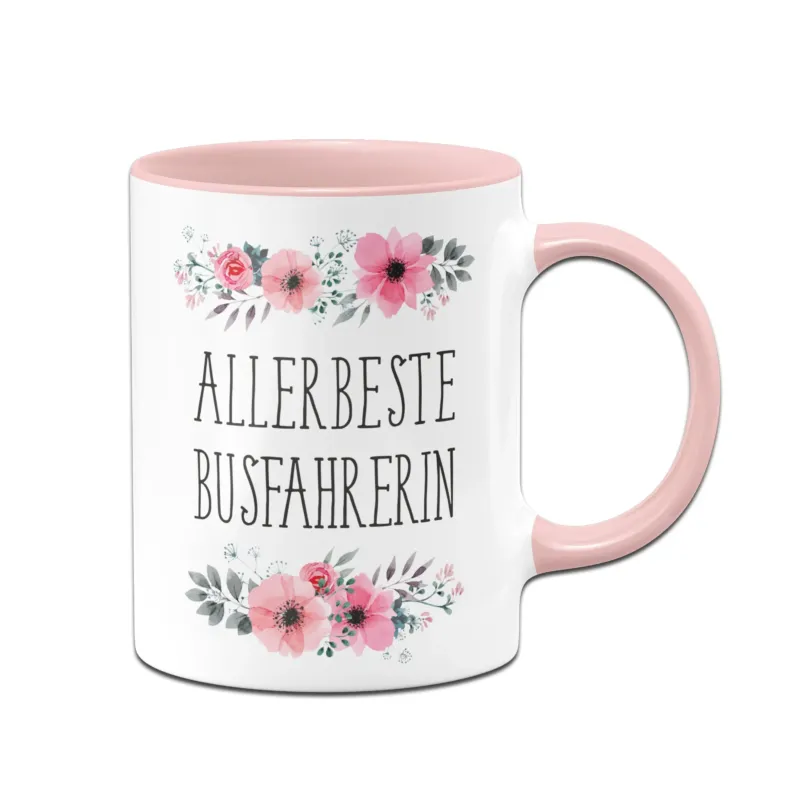 Bild: Tasse - Allerbeste Busfahrerin - blumig.