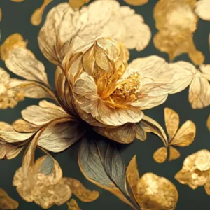 Wandverkleidung Wohnzimmer-Elegante Blumenmotive mit Goldakzenten