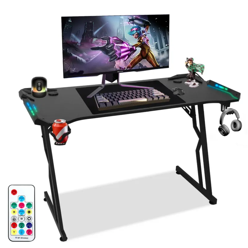 BMOT Gaming Tisch Gaming Schreibtisch 120/140cm mit LED Fernbedienung