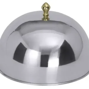 Edelstahl Speiseglocke 26,8 cm mit vergoldetem Griffknopf - CPGASTRO