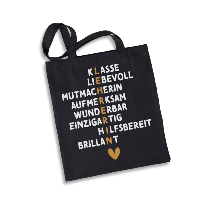Bild: Baumwolltasche - Lehrerin (Akrostichon).