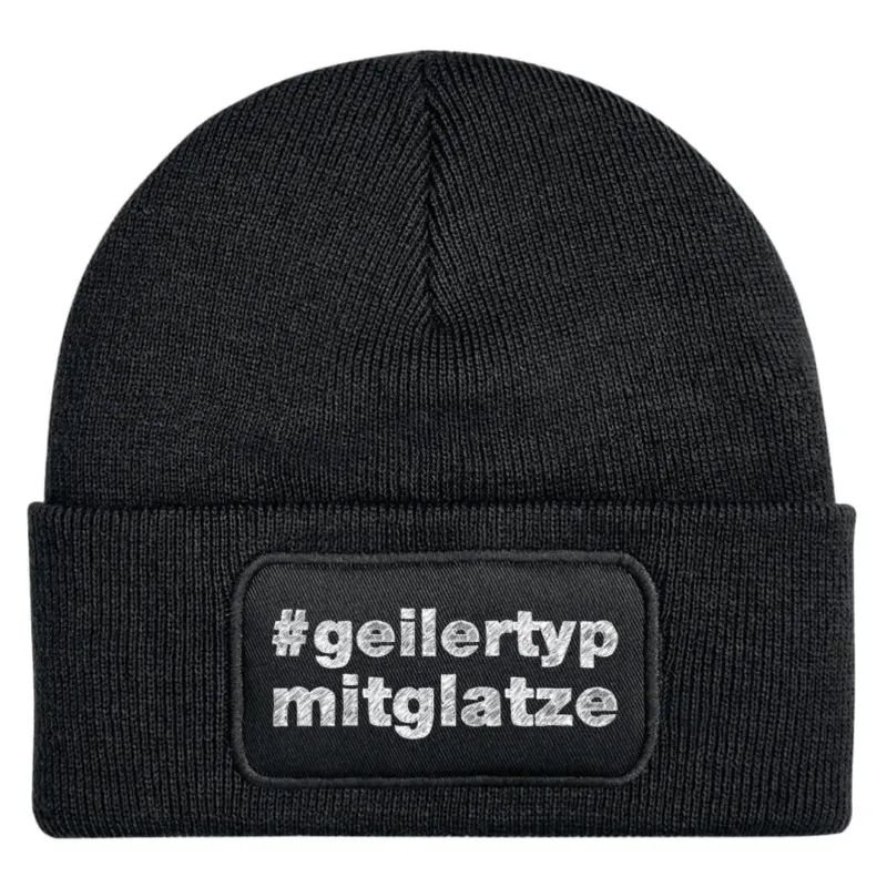 Bild: Beanie Mütze - #geilertypmitglatze.