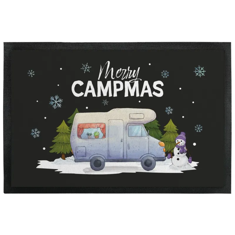 Bild: Fußmatte mit Gummilippe - Happy Campmas.