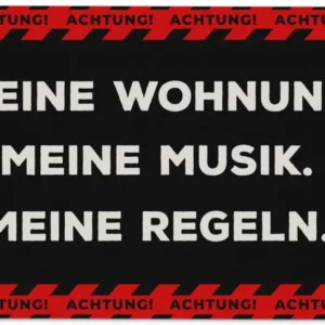 Bild: Fußmatte - Achtung! Meine Wohnung. Meine Musik. Meine Regeln..