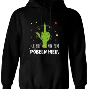 Bild: Hoodie - Weihnachtsmuffel - Ich bin nur zum Pöbeln hier. (Mittelfinger).