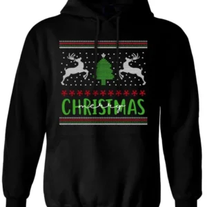 Bild: Hoodie - Merry Christmas (Rentiere & Tannenbaum).