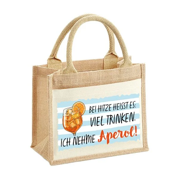 Bild: Jutetasche - Bei Hitze heißt es: Viel trinke. Ich nehme Aperol!.