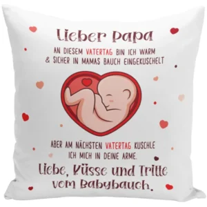 Bild: Kissen - Lieber Papa an diesem Vatertag bin ich noch in Mamas Bauch.