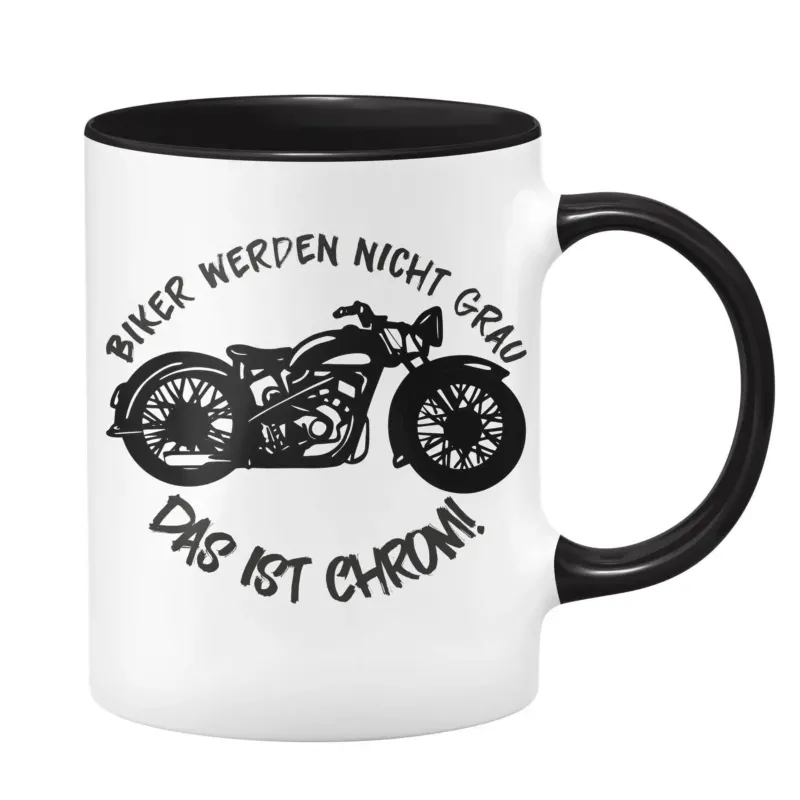 Bild: Motorrad Tasse - Biker werden nicht grau - Das ist Chrom.