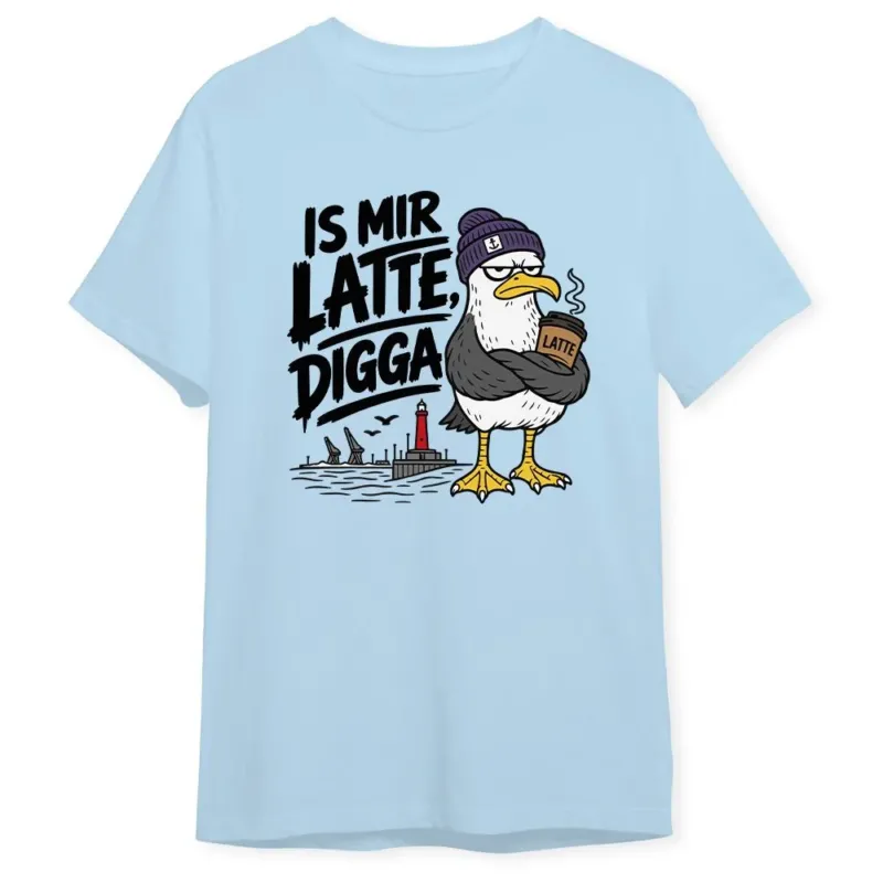 Bild: T-Shirt - Is mir Latte, Digga (Möwe).