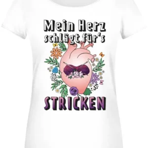 Bild: T-Shirt Damen - Mein Herz schlägt für's Stricken.