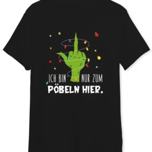 Bild: T-Shirt Herren - Weihnachtsmuffel - Ich bin nur zum Pöbeln hier. (Mittelfinger).