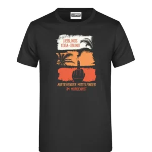 Bild: T-Shirt - Lieblings Yoga-Übung aufgehender Mittelfinger im Morgenrot.