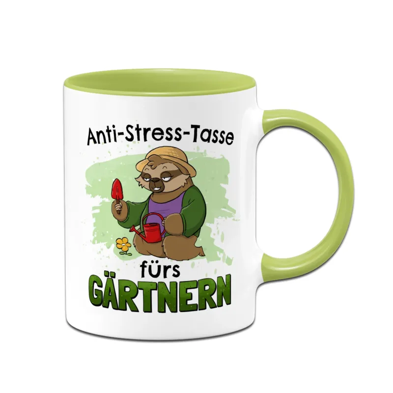 Bild: Tasse - Anti-Stress-Tasse fürs Gärtnern - Ratzeline die Faultierdame.