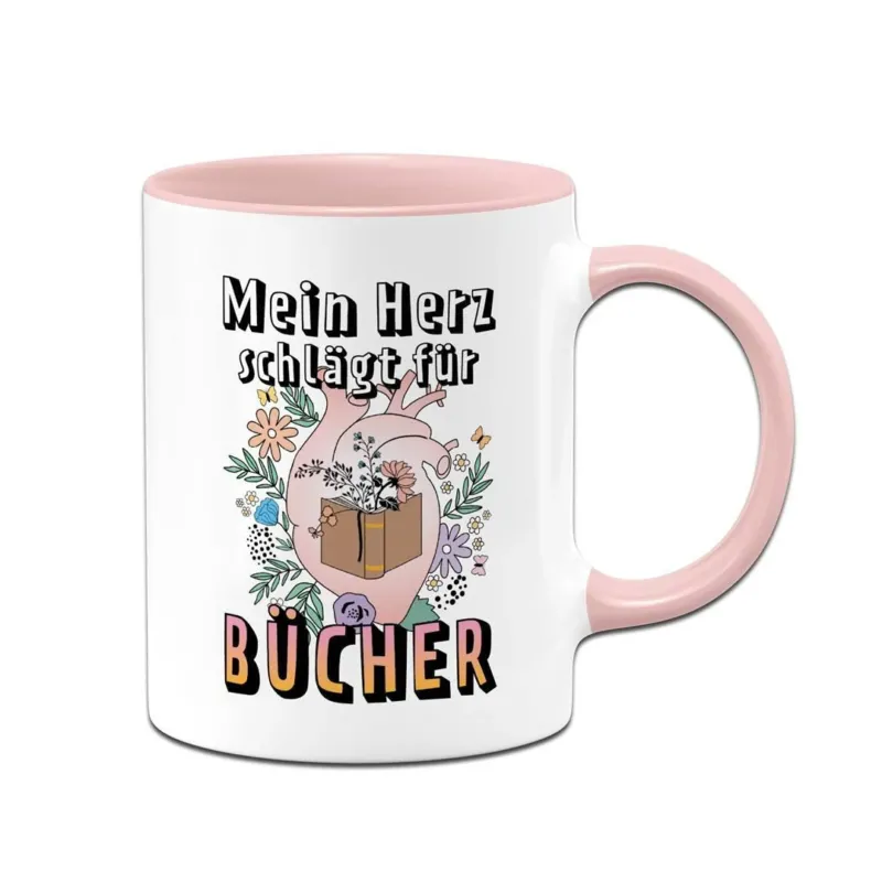 Bild: Tasse - Mein Herz schlägt für Bücher.