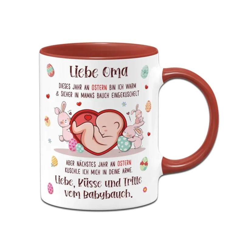 Bild: Tasse - Liebe Oma dieses Ostern bin ich noch in Mamas Bauch.