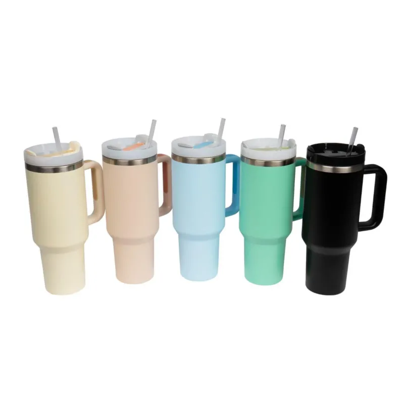 Edelstahl Thermobecher mit Strohhlam