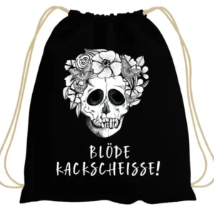 Bild: Turnbeutel - Blöde Kackscheisse! - Totenkopf.