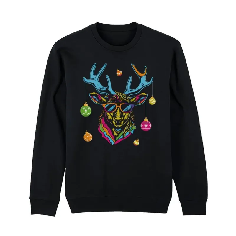 Bild: Weihnachtspullover - Cooler Elch (bunt).