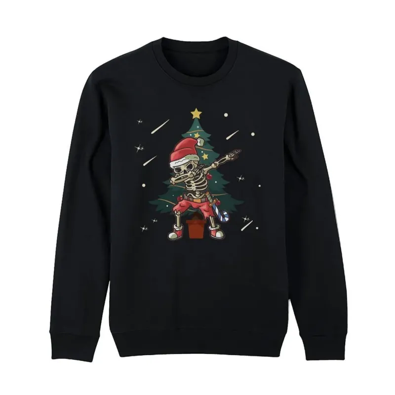 Bild: Weihnachtspullover - Dabbing Skelett-Weihnachtsmann.